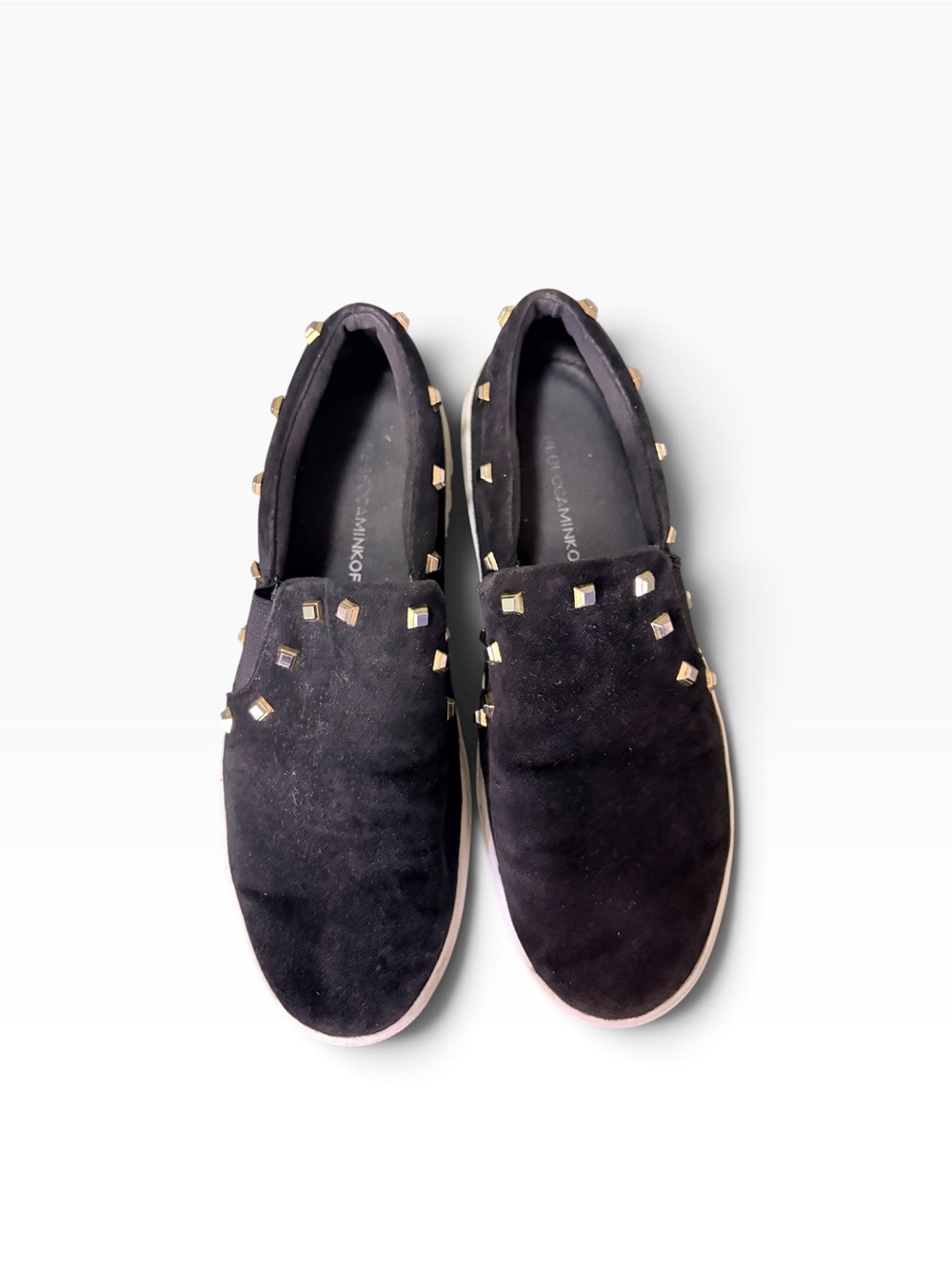 Rebecca Minkoff Noelle Studded Black Suede Slip On Platform Sneakers - Size 8